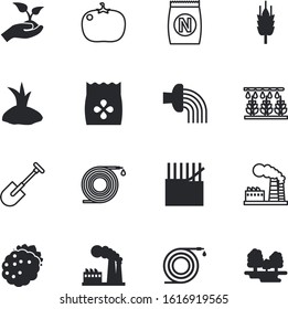 plant vector icon set such as: stylized, icons, wheat, bread, bushes, stock, textile, phase, phosphorus, evolution, handle, tomato, forest, spade, beans, single, sesame, seeds, style, eating, label