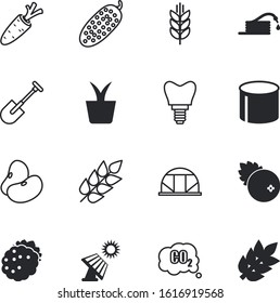 plant vector icon set such as: dent, medicine, pod, houseplant, cranberries, home, office, irrigation, battery, silhouette, scoop, glass, growing, shovel, atmosphere, carbon, pollutant, stylized