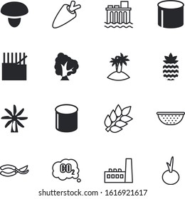 plant vector icon set such as: palm, fit, temelin, pineapple, alternative, clipper, emissions, pruner, greenhouse, rye, spike, accessory, clean, cutter, island, sweet, cotton, fruit, shape, forest