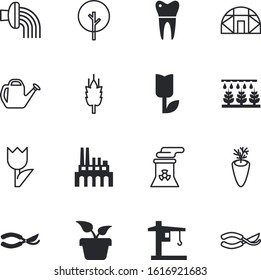 plant vector icon set such as: innovation, can, 3d, structure, label, town, treatment, tractor, vehicle, crowns, icons, sketch, conservatory, urban, manufacturing, ceramic, greenhouse, forest