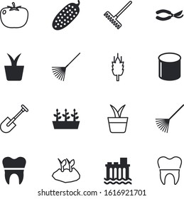 plant vector icon set such as: pressure, raw, pruning, dig, salad, solar, gardener, eco, eggplant, meter, bread, panel, scoop, broccoli, bean, drawn, spade, harvest, nuclear, juicy, trim, foliage