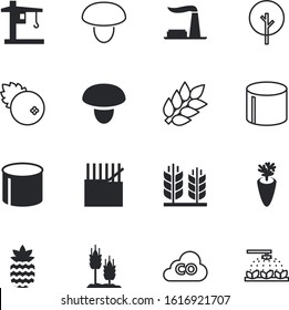plant vector icon set such as: industry, structure, spraying, elements, heavy, development, foliage, texture, irrigation, smog, style, trees, corn, cloud, tree, cotton, yellow, exhaust, house, panel