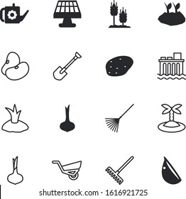 plant vector icon set such as: pea, hydro, sea, nuclear, pouring, ocean, steel, spica, wind, alternative, abstract, bailer, house, windmill, industrial, shovel, resources, pot, beach, tropical, rye
