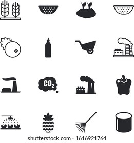 plant vector icon set such as: machinery, grain, cart, line, eat, irrigation, foliage, farming, rice, cranberry, damage, development, emissions, bottle, cereal, formula, pressure, wooden, sand