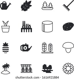 plant vector icon set such as: wooden, spray, silhouette, exotic, innovation, care, pots, sport, blue, machinery, island, travel, day, industrial, vacation, station, field, fruit, town, freshness