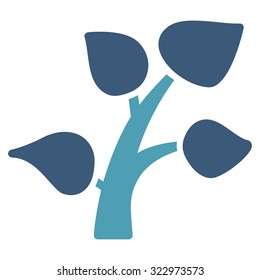 Plant vector icon. Style is bicolor flat symbol, cyan and blue colors, rounded angles, white background.