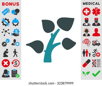 Plant vector icon. Style is bicolor flat symbol, soft blue colors, rounded angles, white background.