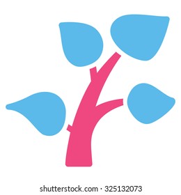 Plant vector icon. Style is bicolor flat symbol, pink and blue colors, rounded angles, white background.