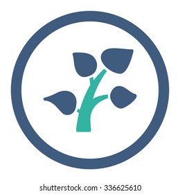 Plant vector icon. Style is bicolor flat rounded symbol, cobalt and cyan colors, rounded angles, white background.