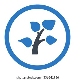 Plant vector icon. Style is bicolor flat rounded symbol, smooth blue colors, rounded angles, white background.
