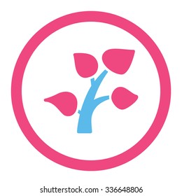 Plant vector icon. Style is bicolor flat rounded symbol, pink and blue colors, rounded angles, white background.