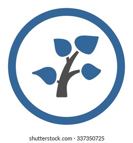 Plant vector icon. Style is bicolor flat rounded symbol, cobalt and gray colors, rounded angles, white background.