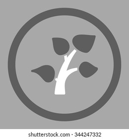 Plant vector icon. Style is bicolor flat rounded symbol, dark gray and white colors, rounded angles, silver background.