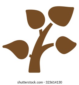 Plant vector icon. Style is flat symbol, brown color, rounded angles, white background.