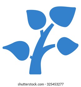 Plant vector icon. Style is flat symbol, cobalt color, rounded angles, white background.