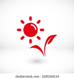 plant vector icon, sun  icon 