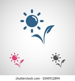 plant vector icon, sun  icon 