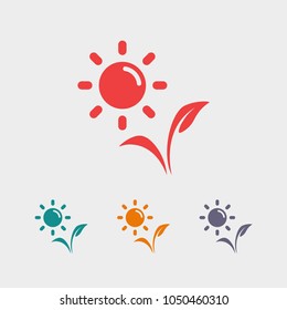 plant vector icon, sun  icon 
