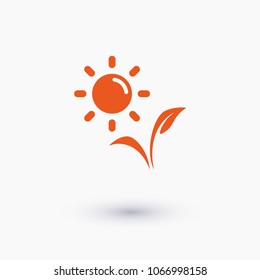 plant vector icon, sun  icon 