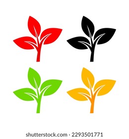 Iconos de vectores de planta en fondo blanco
