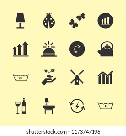 plant vector icons set. with bell, ladybug, table lamp and desk table lamp in set