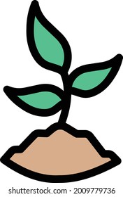 icono de color de línea de vector de planta