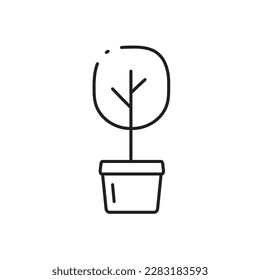Pflanzenvektorlineares Symbol. Wohnungsbau mit flachem Schild. Seedling Naturpflanzensymbol einzeln Piktogramm. Symbol für die Plant-UX-Benutzeroberfläche - Umriss 