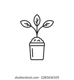 Plant vector linear icon. Houseplant flat sign design. Seedling nature plant symbol isolated pictogram. Plant UX UI icon symbol outline sign 