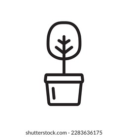 Plant vector linear icon. Houseplant flat sign design. Seedling nature plant symbol isolated pictogram. Plant UX UI icon symbol outline sign 