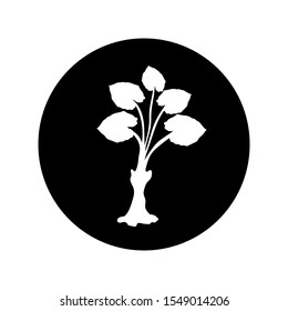 plant - vector logo icon for web. white on black. Minimalistic cartoon style.