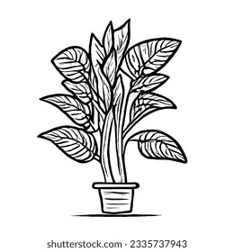 Vector de planta en dibujo de mano mínima 