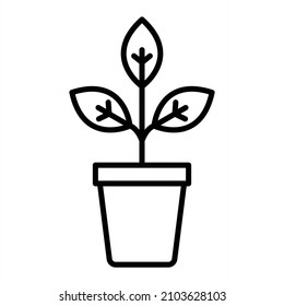 Icono De Esquema Del Vector De Planta Aislado En Fondo Blanco
