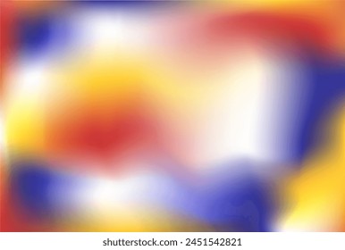 Plant vibe blur pattern. Indigo red yellow background. Ochre blue flaming gradient. Lemon carmine sapphire backdrop. Sunny flower meadow sample. Mockup card advertisement tag catalog presentation.