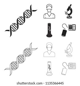 Plant in vitro, nurse, microscope, tonometer. Medicine set collection icons in black,outline style vector symbol stock illustration web.