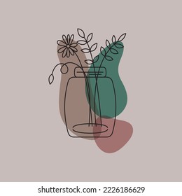 Plant wall art isolated. Flower vector illustration. Printable plant wall art. Plant painting illustration. Flower wall art. Aesthetic wall decor.