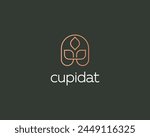 A plant and water drop continuous line premium logo. Eco nature symbol. Elegant tree leaf garden sign. Vector illustration.