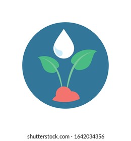 plant with water drop ecology vector illustration design