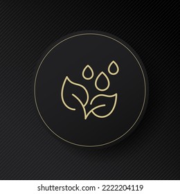 Plant with water drops line icon. Green, leaf, growth, leaves, oxygen, garden, ecology, gardening, temperature, grow, raindrop, rain. Nature concept. Vector line icon for Business and Advertising.