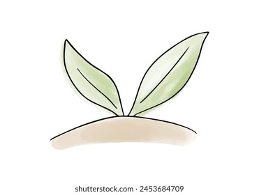 Plant watercolor doodle element. Vector illustration.