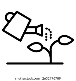 Plant watering can icon Black and white outline vector
