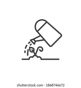 Plant watering can line icon. linear style sign for mobile concept and web design. Watering plant outline vector icon. Gardening, farming symbol, logo illustration. Vector graphics