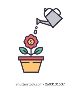 Plant with Watering Can Vector Design.	
