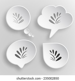 Planta. Botones vectoriales planos blancos sobre fondo gris.
