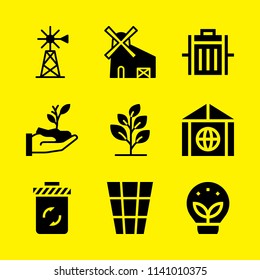 plant, windmill, garbage and garbage icons set. Vector graphic design for web and application