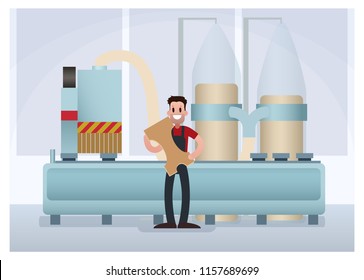 Plant worker. Cartoon vector illustration