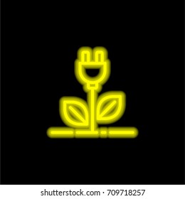 Plant yellow glowing neon ui ux icon. Glowing sign logo vector