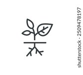 Plant young sapling root roots icon, vector illustration