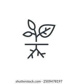 Plant young sapling root roots icon, vector illustration