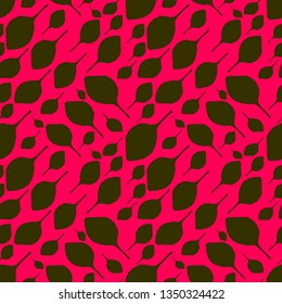 Plantain leaves pattern. On a bright pink background, vector work.