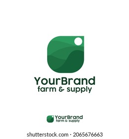 plantation and farm vector logo with green mountain elements